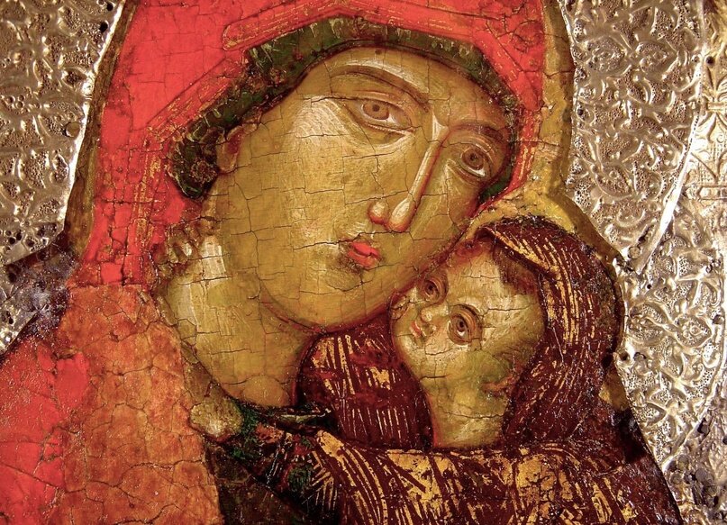 "Святая Анна с младенцем Марией" Икона — XIV век.