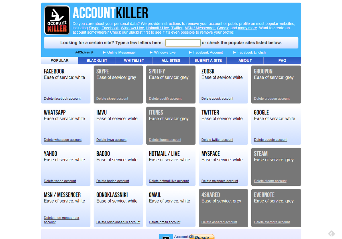 Sites type. Аккаунт киллер .ru. White service. Shared account. Delete twitter account.