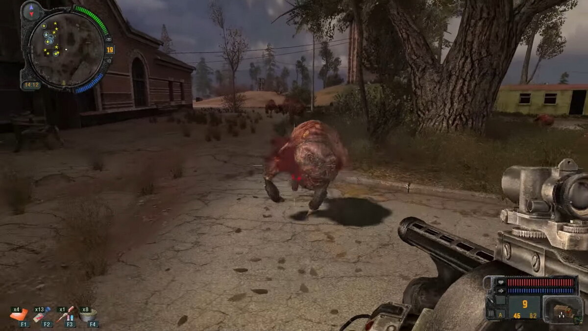 Для уничтожения плоти в среднем достаточно всего двух выстрелов из "Отбойника". Иногда плоть умирает от одного выстрела, если дробь кучно легла в морду зверя.