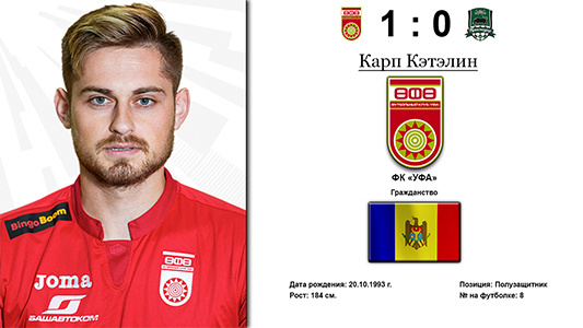 К. Карп гол на 29 минуте матча.