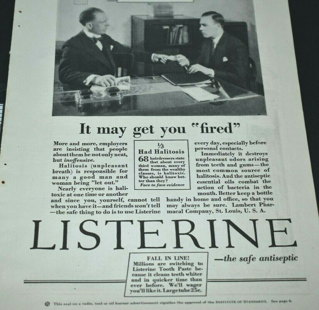 Реклама Listerine 1920-х годов. 