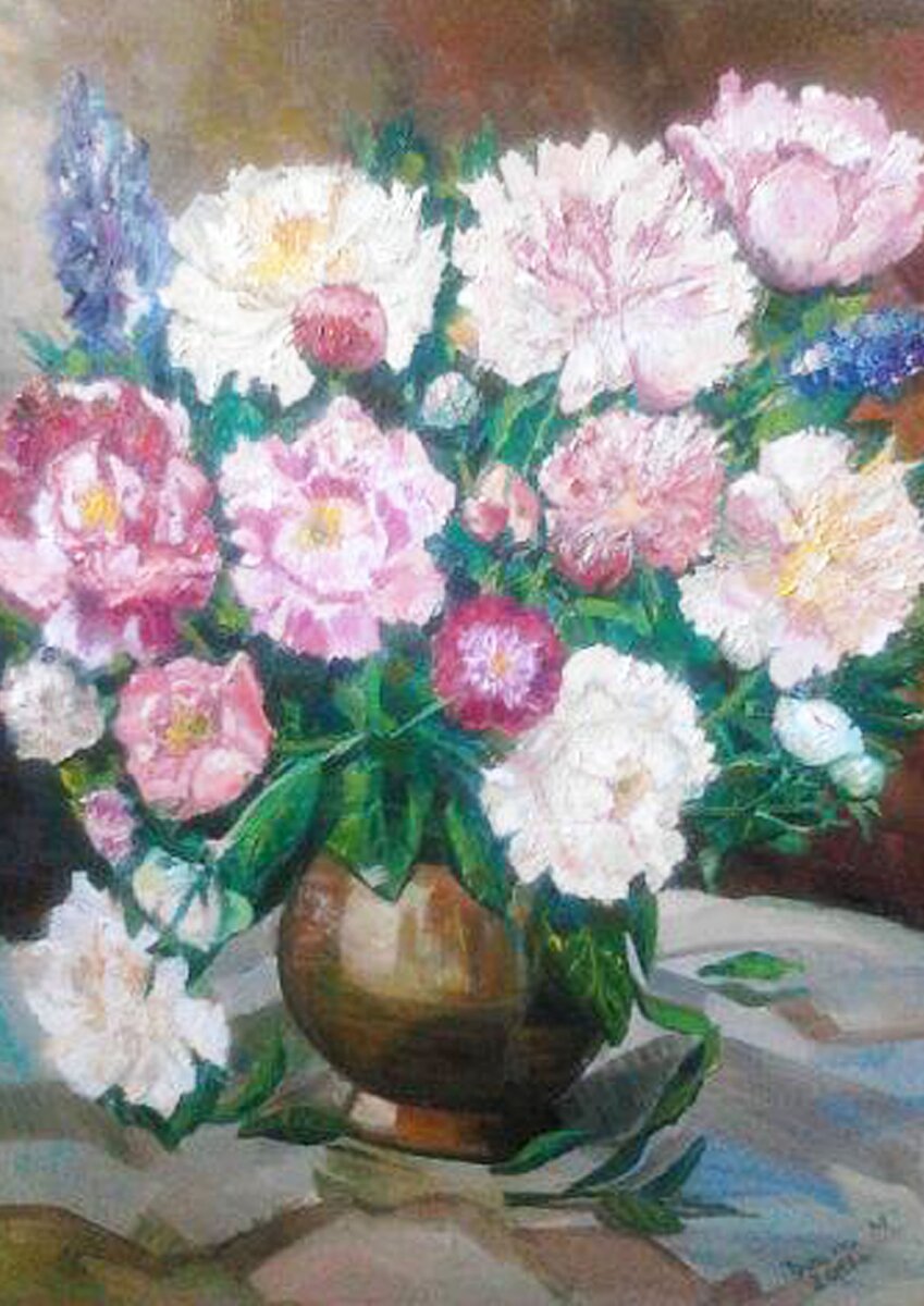 "Пионы" Материалы: масло, холст. Размер 50 Х 40