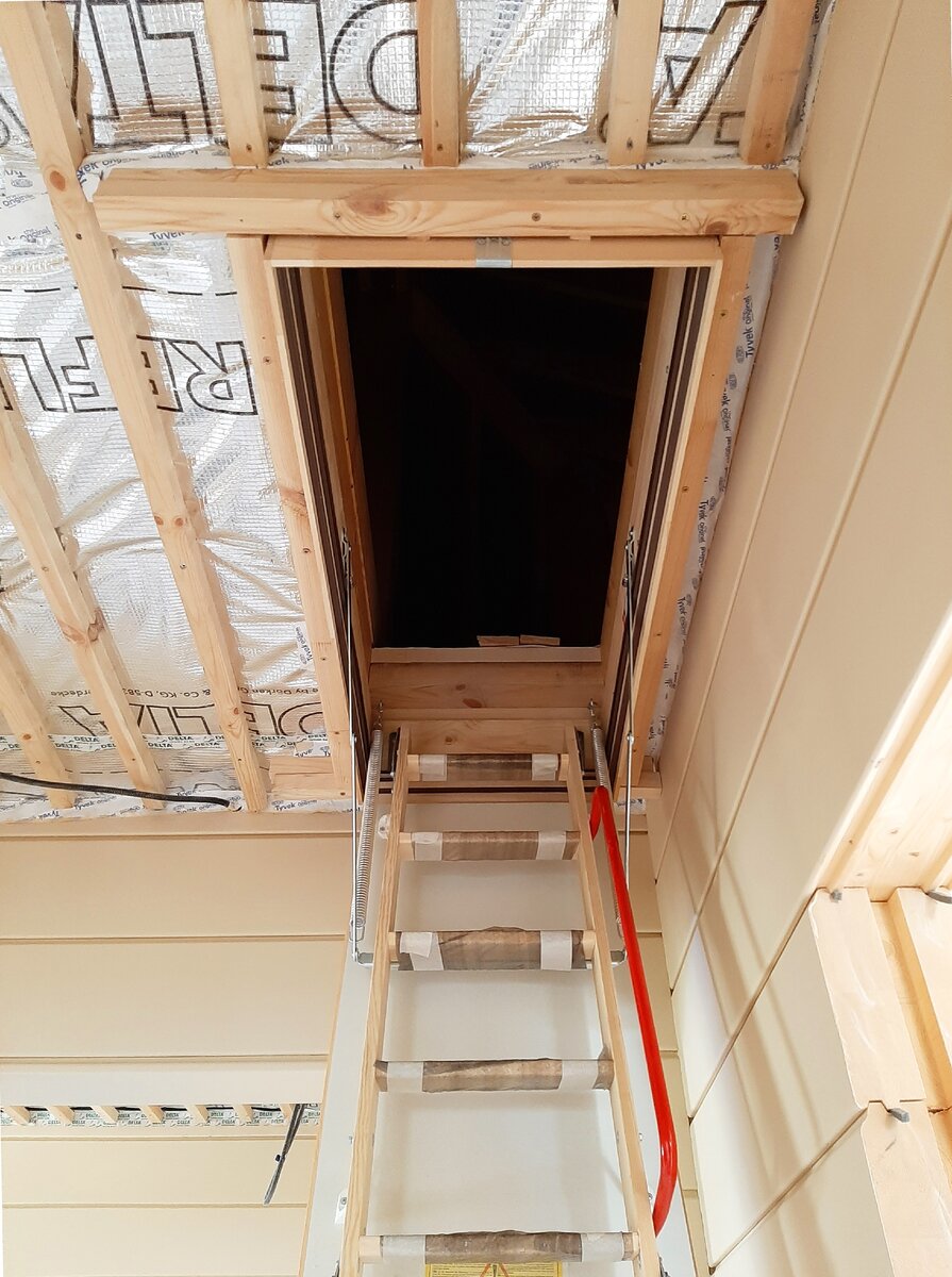 Деревянная чердачная лестница ЛЕСЕНКА ЧЛ-01 встраиваемая в потолок, 600x1200x2800 мм