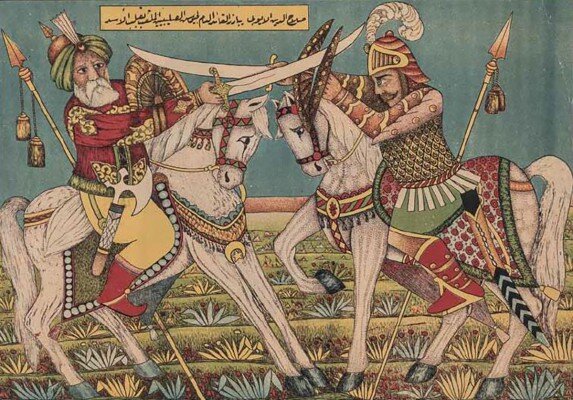 Весьма необычный рисунок, изображающий бой Ричарда и Саладина.  Вы что-нибудь слышали об арабской народной живописи в 19 веке?  Теперь слышали =)) https://www.orientmuseum.ru/events/2020/vistavka_proroki_i_geroi/index.php?lang=ru