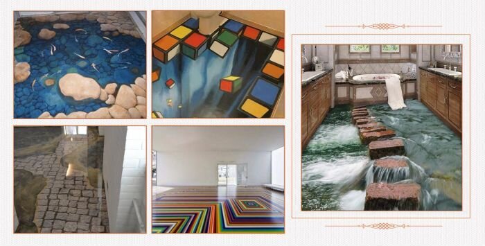 Примеры 3d полов в разных интерьерах....