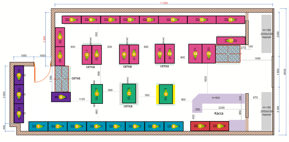 План схема расположения оборудования в магазине