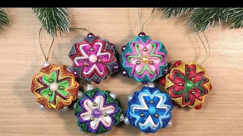 НОВОГОДНИЕ ИГРУШКИ игрушки на ёлку из фоамирана, БЫСТРО И ЛЕГКО 🎄 DIY diycraft christmas ornaments