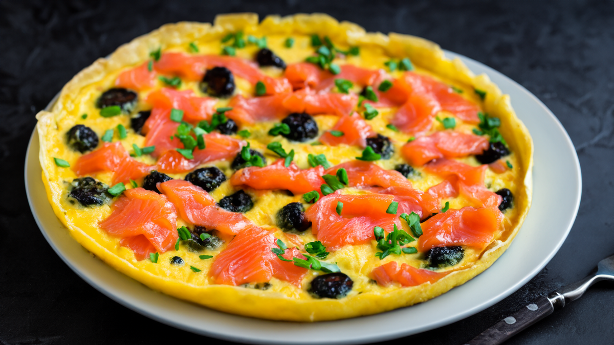 Фриттата с трюфелями и лососем