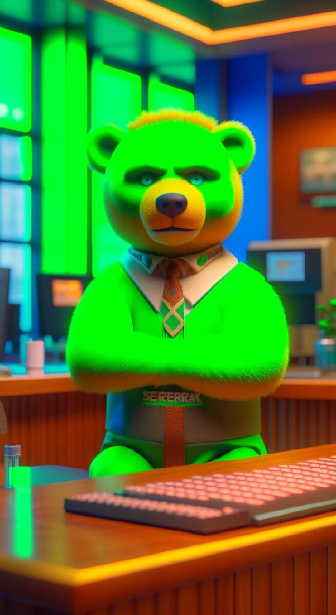 Сбербанк в виде персонажа.