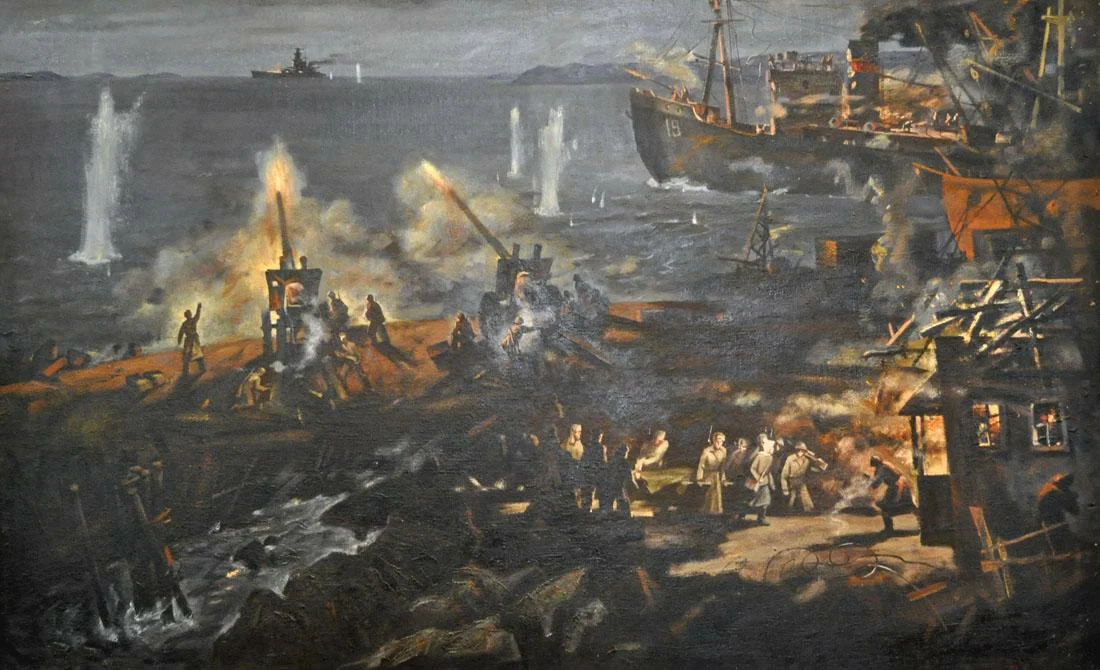 1942, 27 августа - Оборона острова Диксон: Бой сторожевого корабля «Дежнев» (СКР-19) Северного флота с немецким тяжелым крейсером «Адмирал Шеер»