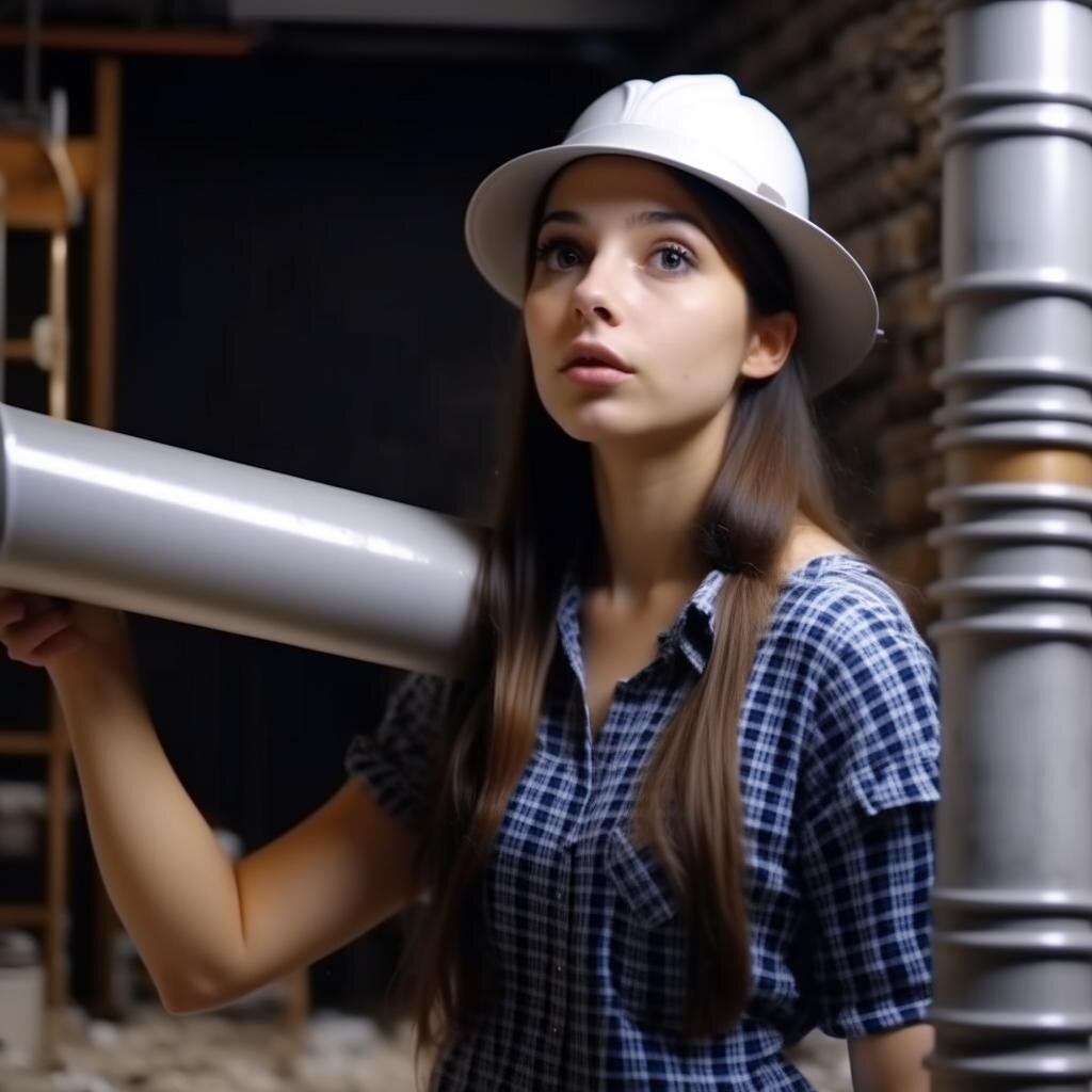 Опытная специалистка идет наклонять стояк. Сгенерировано нейросетью