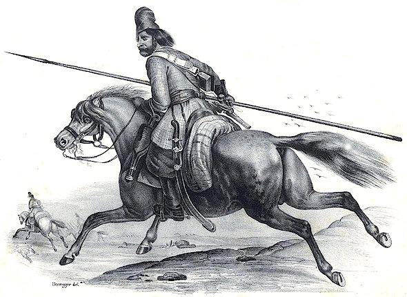 Казак. Обратите внимание на хват пики.