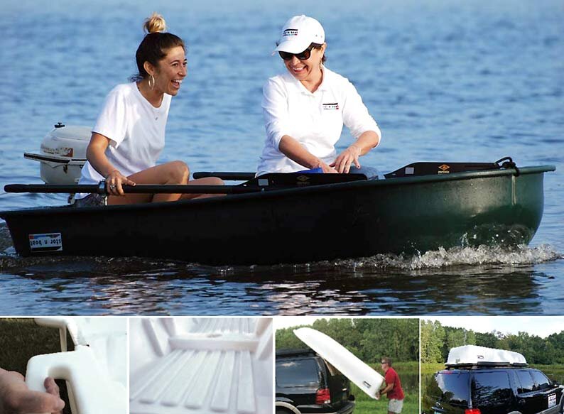 Комплектные сиденья дают возможность двоим взрослым просторно разместиться в кокпите, а установить лодку на багажник можно даже в одиночку.