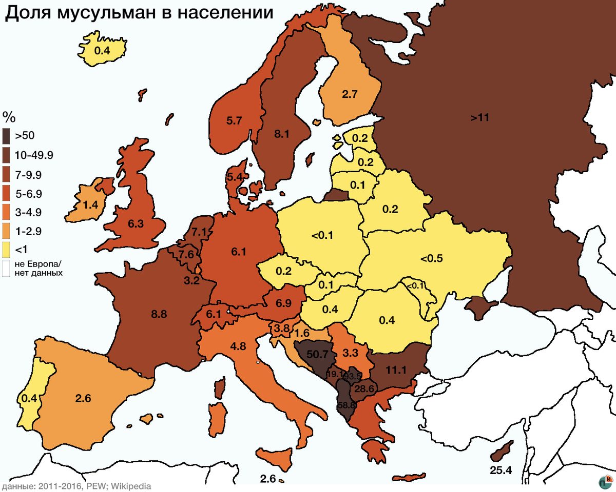 Количество населения стран европы. Мусульмане в Европе статистика. Мусульмане в Европе карта. Количество мусульман постарнам. Численность мусульман в Европе.