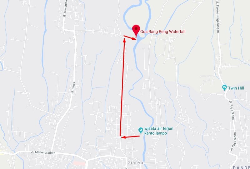 Дорога к водопаду Goa Rang Reng от водопада Kanto Lampo