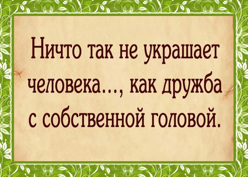 Ничто так не украшает человека как дружба с собственной головой картинки