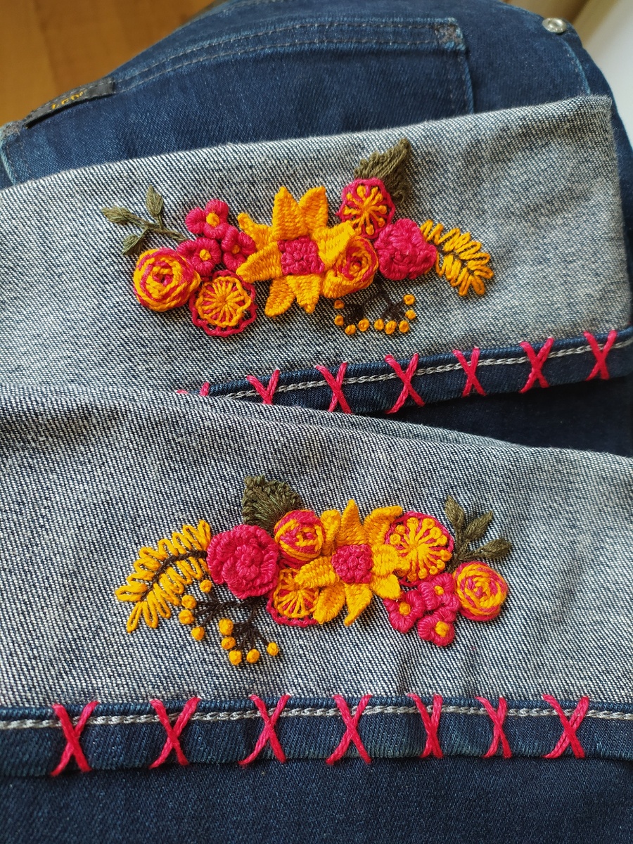 Моя вышивка на джинсах