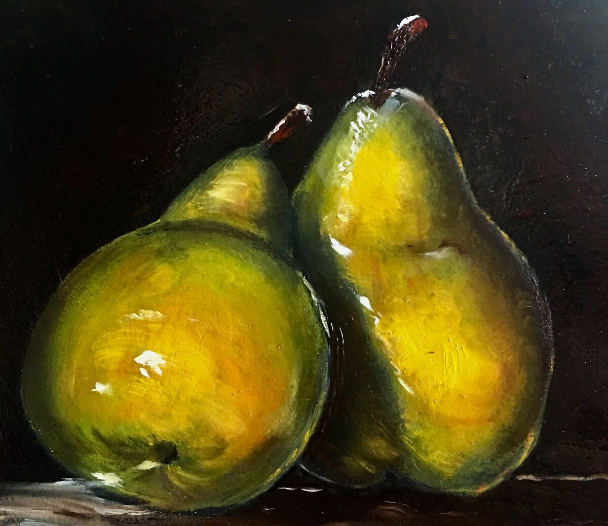 Эти аппетитные груши нарисовал мальчик 12 лет, мы рисовали с ним пару часов.