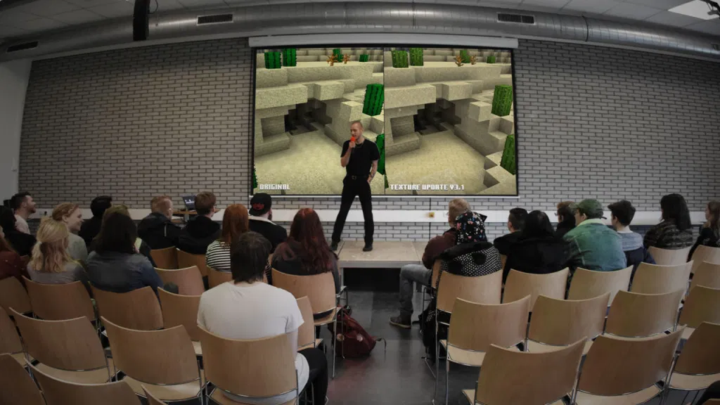 Джаспер выступает в медиа-колледже Амстердама. Фото: magicrealism.nl