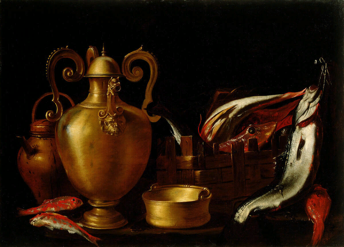 Натюрморт с рыбой и медной посудой Джузеппе Рекко