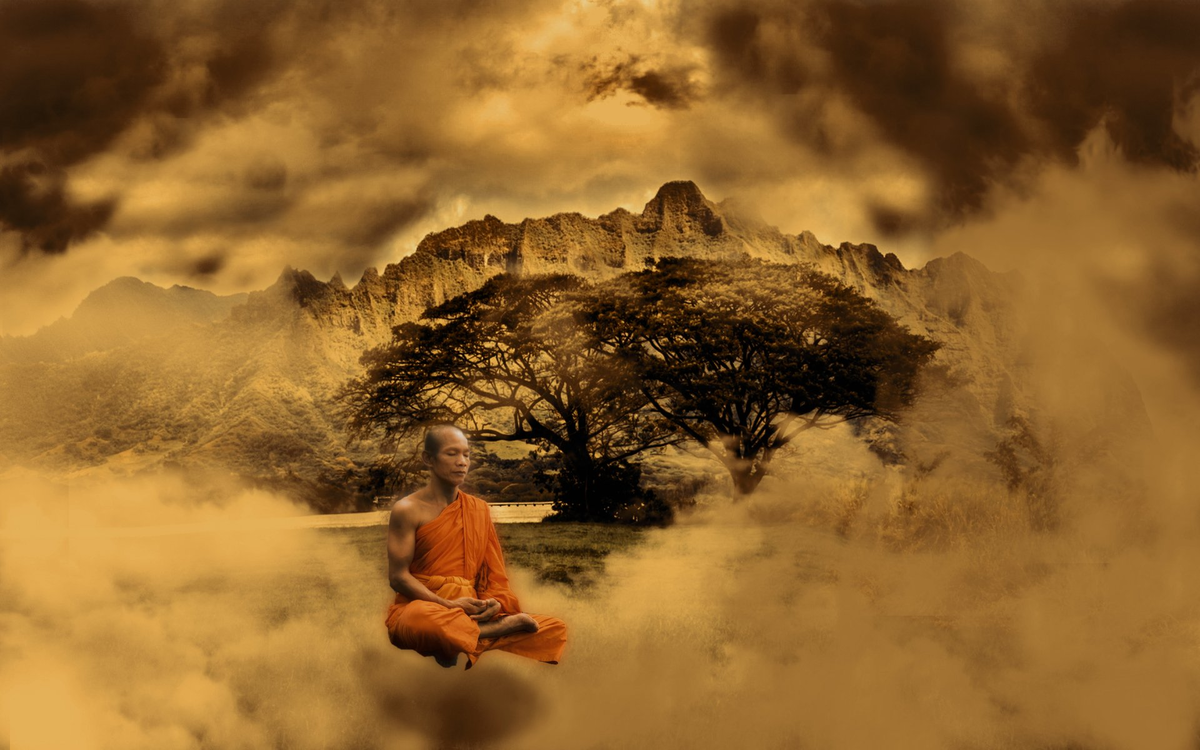 Интересный мир дзен. Левитирующие монахи Тибета. Тибетский монах медитирует. Тибетский монах медитирует арт. Бодхи Индуизм.