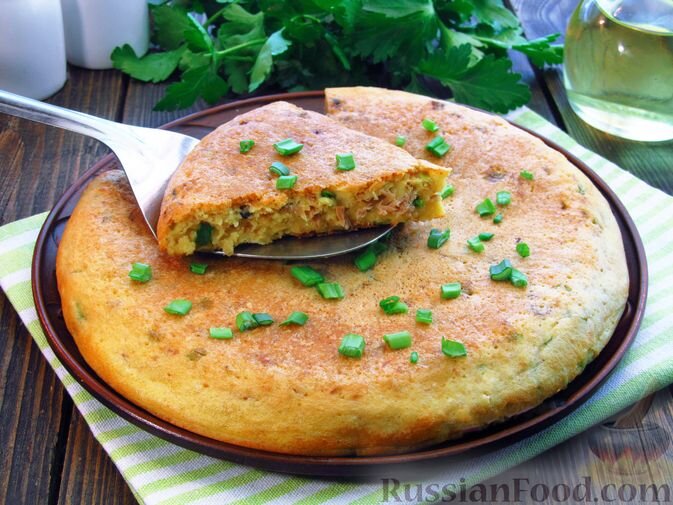 консервы рыбные, мука, яйца, лук зелёный, масло растительное, соль