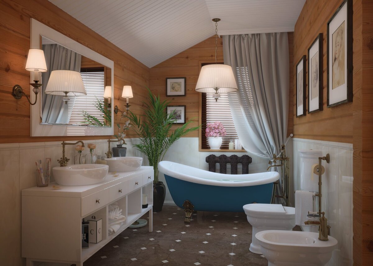 Как лучше отделать ванную комнату в деревянном доме