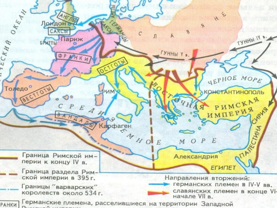 Карта расселения германских племен