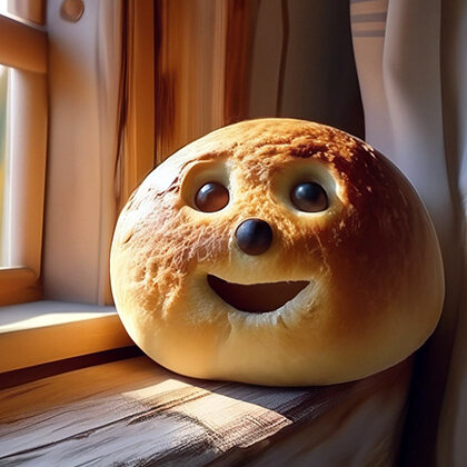 Колобок. Изображение сгенерировано нейросетью Шедеврум.