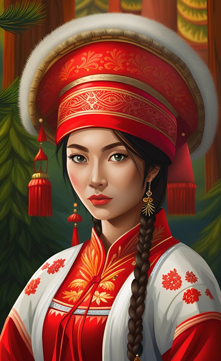 Эксперимент с тем, как нейросеть видит вьетнамку в русском национальном костюме. На мой вкус больше похоже на Бурятию или Адыгею)