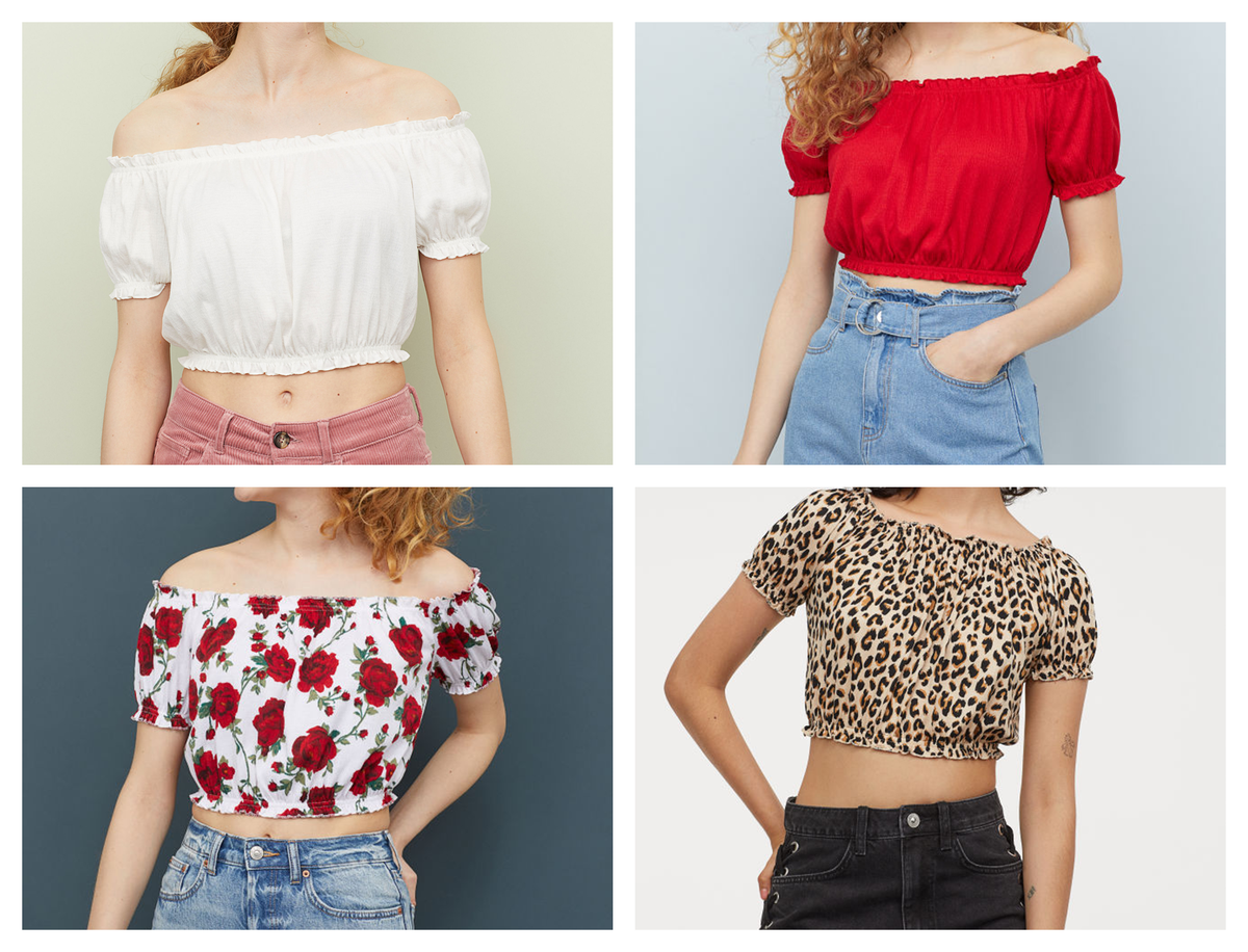 Варианты топа с открытыми плечами. Источник: https://www2.hm.com/