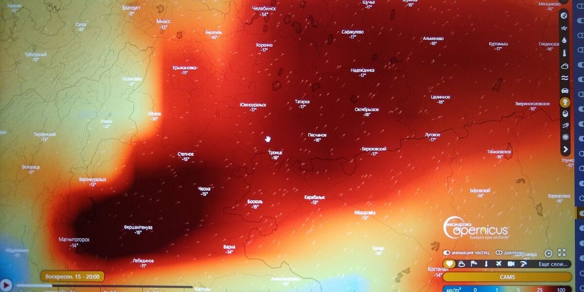Карта распространения смога