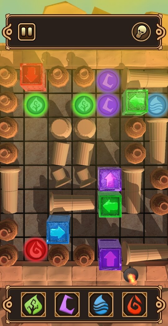 Камни одного цвета движутся одновременно.