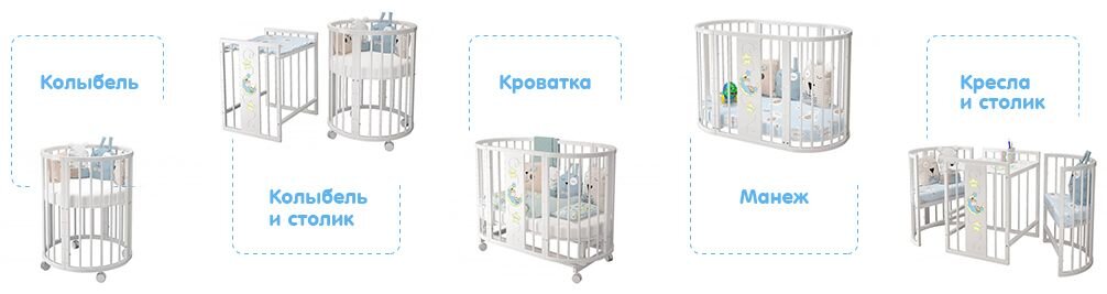 Варианты трансформации кроватки