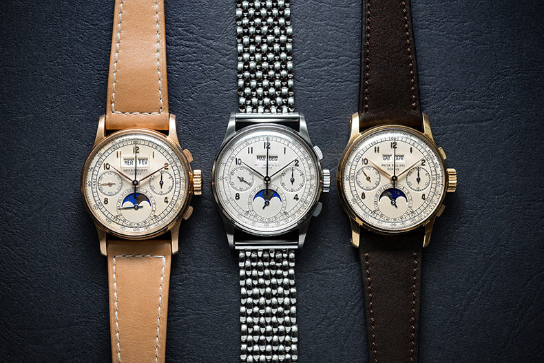 ТОП 10 самых дорогих часов – Patek Philippe ref. 1518
35-миллиметровый корпус Patek Philippe ref. 1518 оснащен несколькими видами золотых элементов, благодаря которым модель находиться в списке самых дорогих часов мира. Особенностью является механизм ручного управления Valjoux. На данный момент, три экземпляра модели находятся в собственности коллекционеров в разных частях мира.
