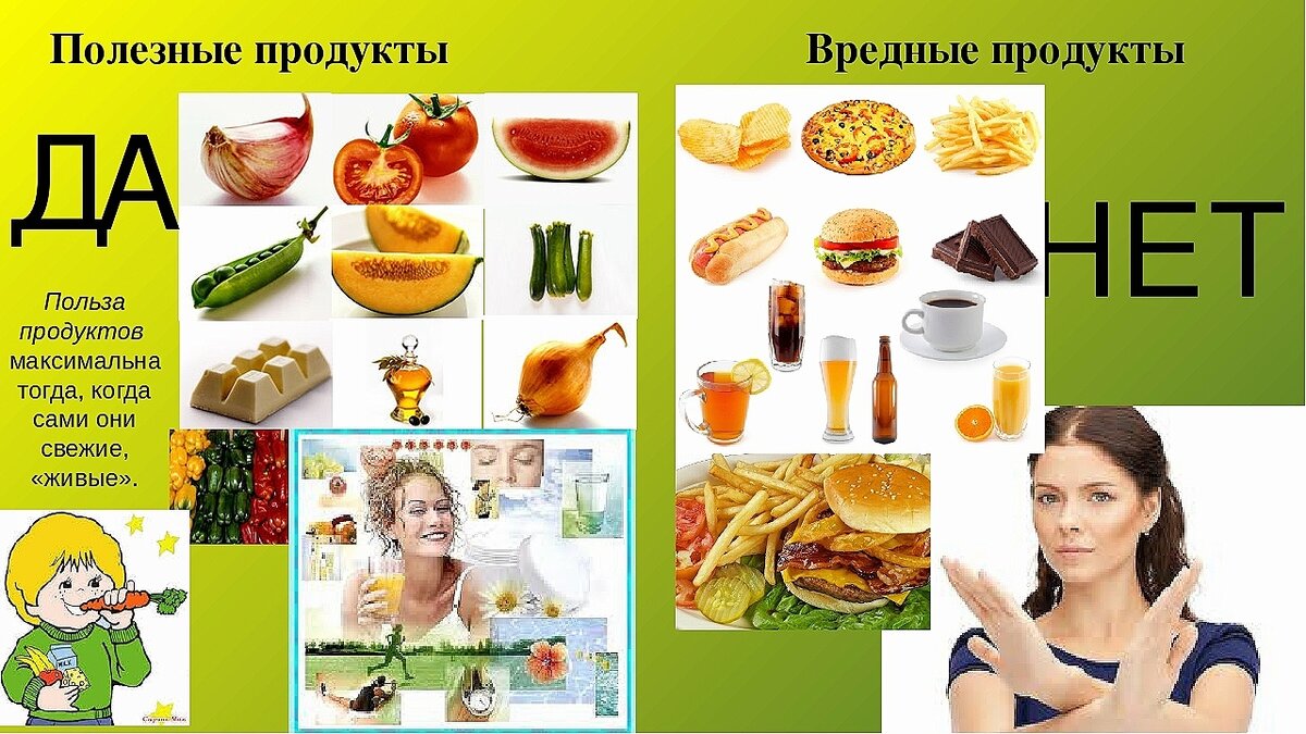 Как различные продукты могут быть полезными и вредными для здоровья на английском проект