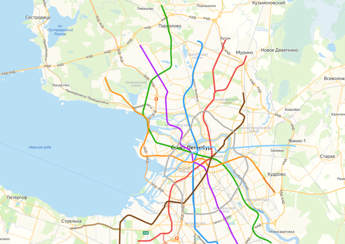 Интерактивная карта перспективного развития метро в Санкт-Петербургесогласно официальным планам