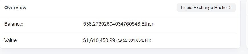 Информация об ETH-кошельке хакера. Источник: фetherscan.io