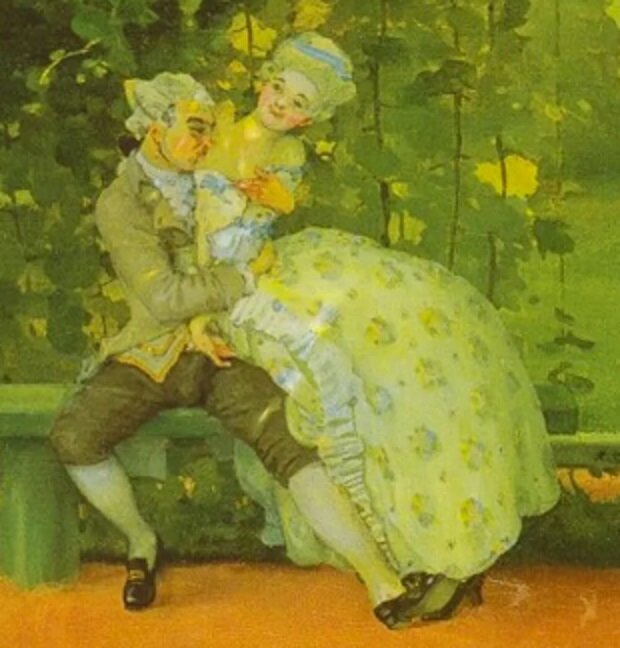 Сомов. Осмеянный поцелуй. 1908. Фрагмент.