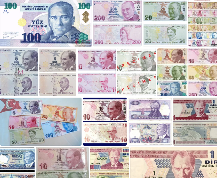 Действующие купюры в Турции.