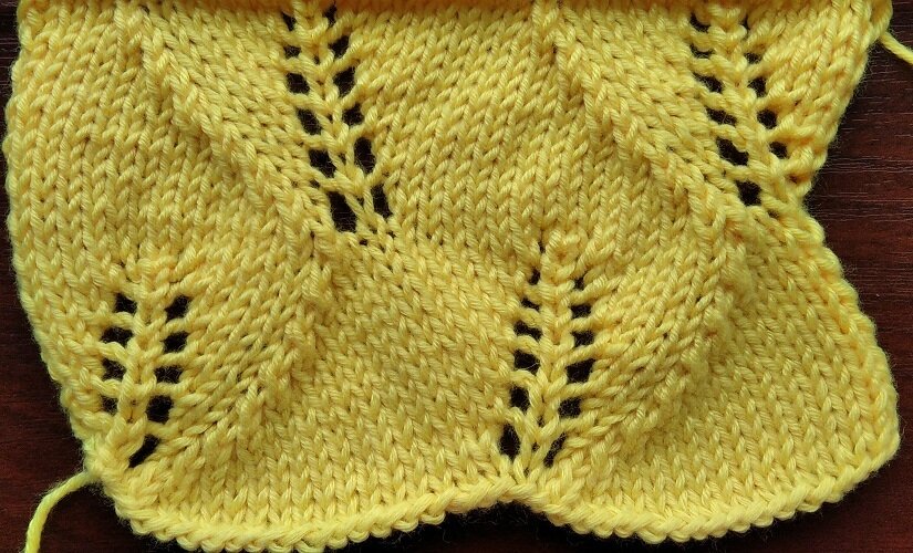 Оригинальный и простой ажурный узор спицами