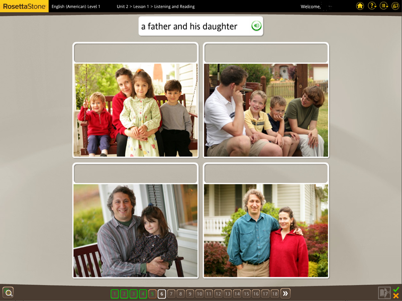 Вот, к примеру одно из упражнений начального уровня. Подбери картинку под предложение