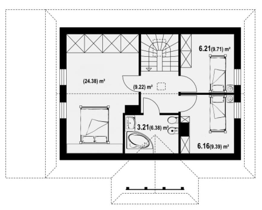 Четкий дом 12х7 с большим количеством необходимых комнат для постоянного проживания