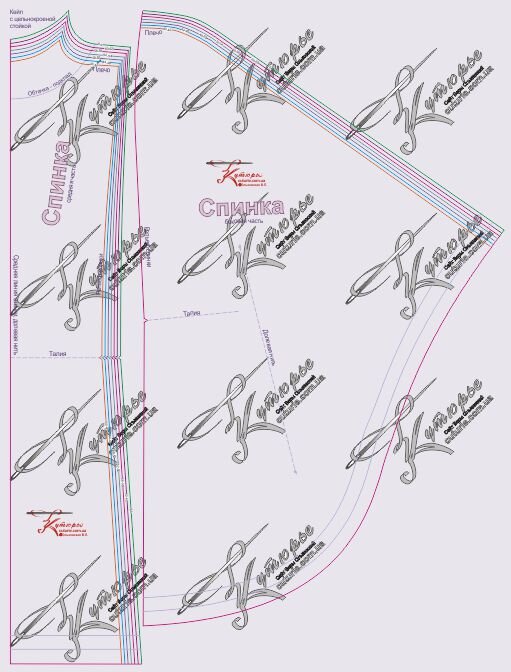 Рисунок лекал спинки для пошива накидки