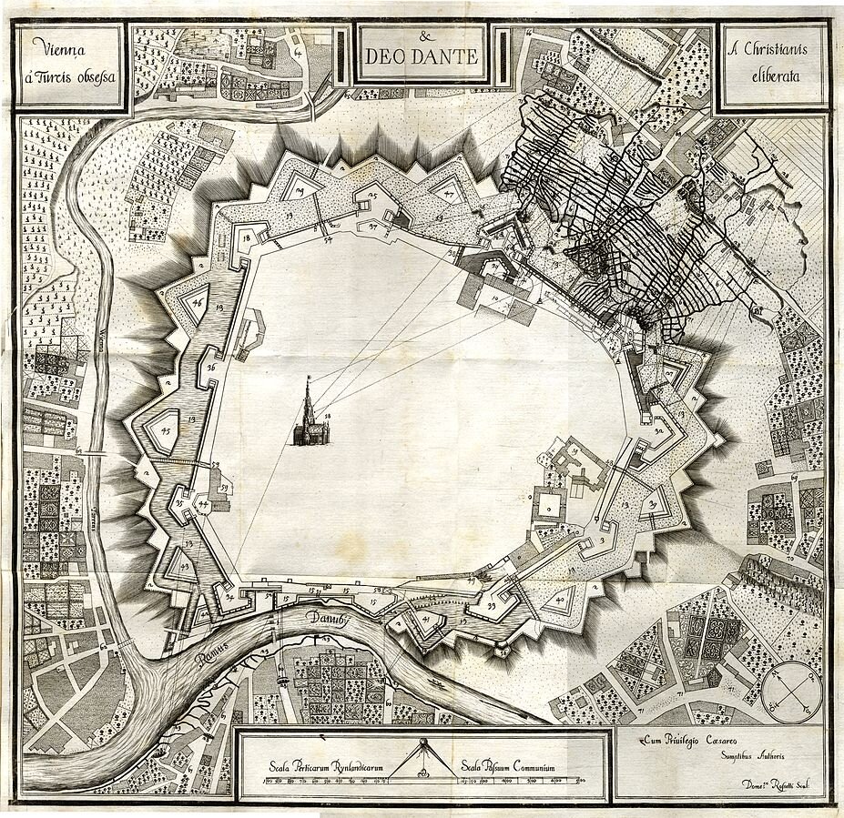 Карта фортификаций города в 1683 году. Картограф: Leander Anguissola