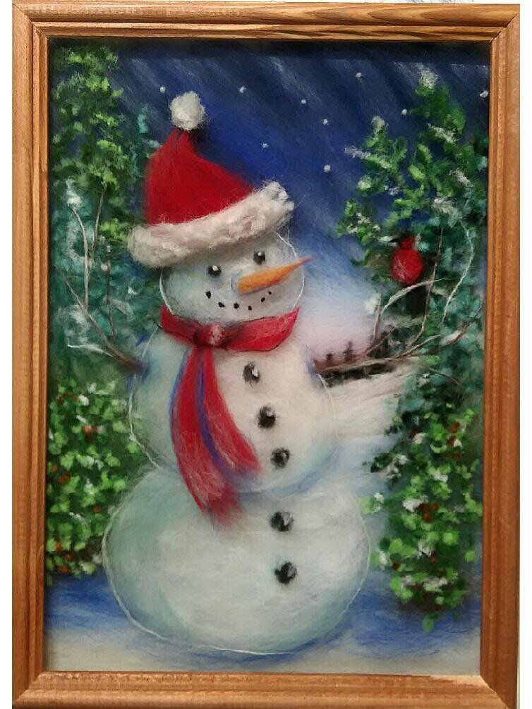  снеговик из шерсти...