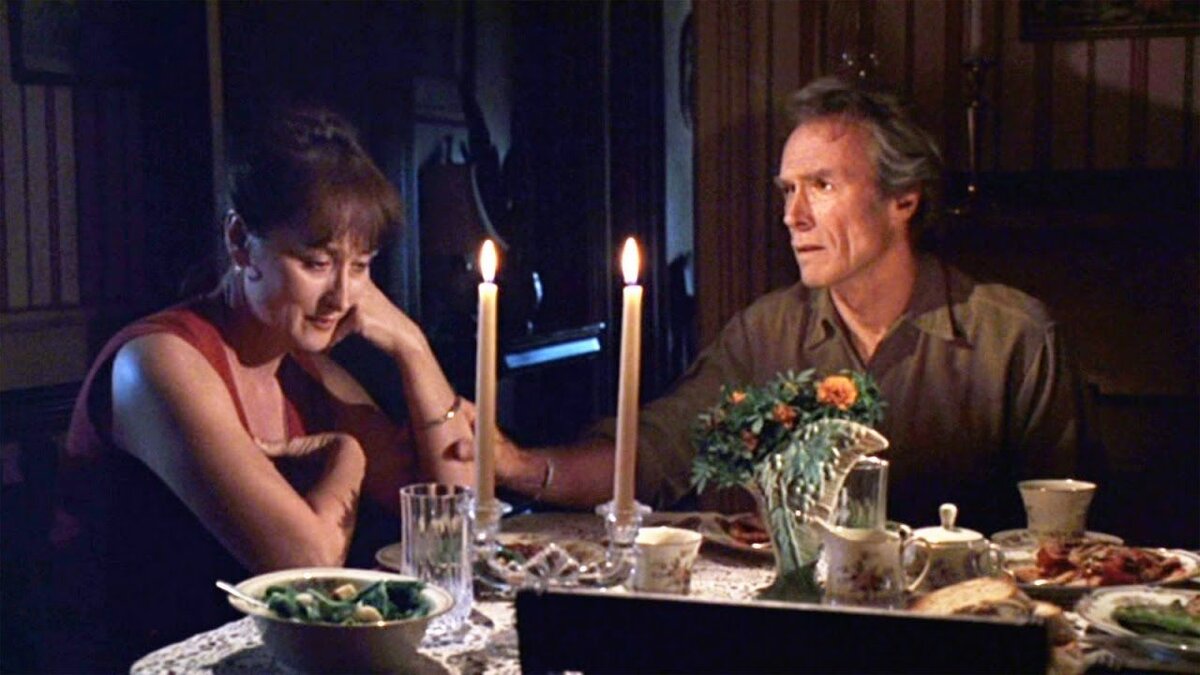 Мерил Стрип и Клинт Иствуд в кинофильме "Мосты округа Мэдисон" (1995 г.)