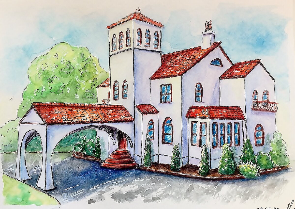 Загородный дом, построенный в стиле постмодернизм