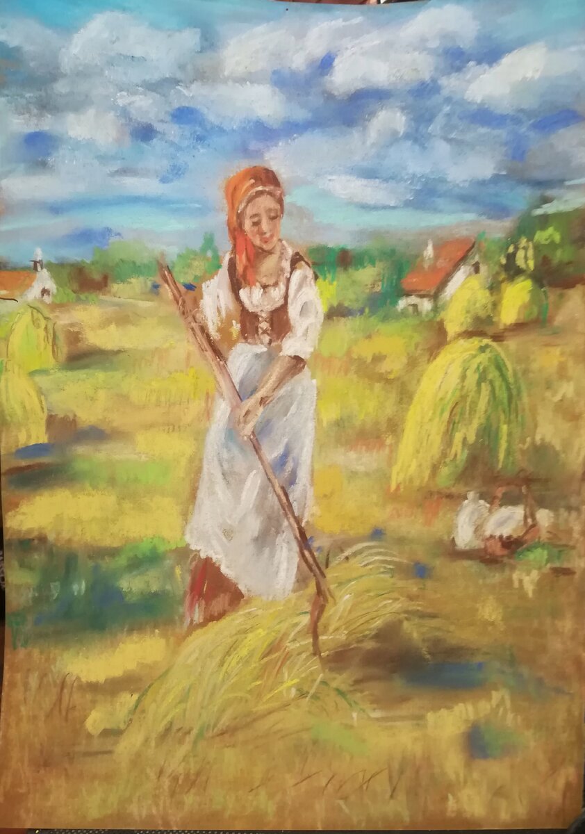 Рисунок  автора - копия пастелью потрясающей картины Грегори Франка Харриса 