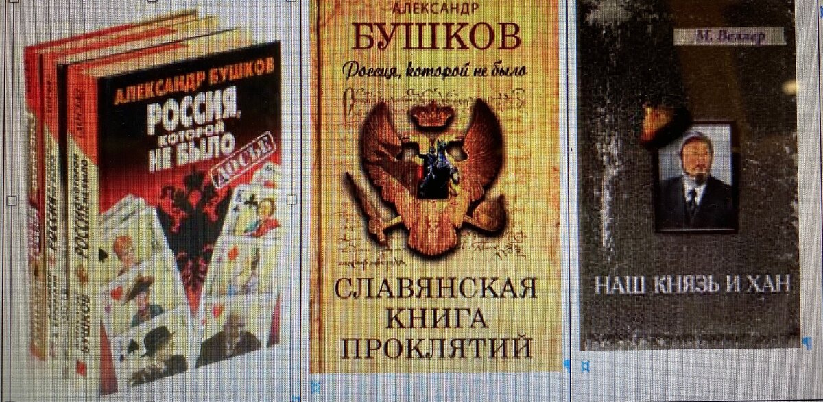 А.Бушков. Россиия которой не было; М.Веллер. Наш князь и Хан. Все книги можно приобрести в книжных магазинах и ознакомиться с содержимым